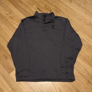 Tiger Woods TPC Potomac Nike‎ Sweater Fleece Mens XL Gray Logo Pullover 1/4 Snap